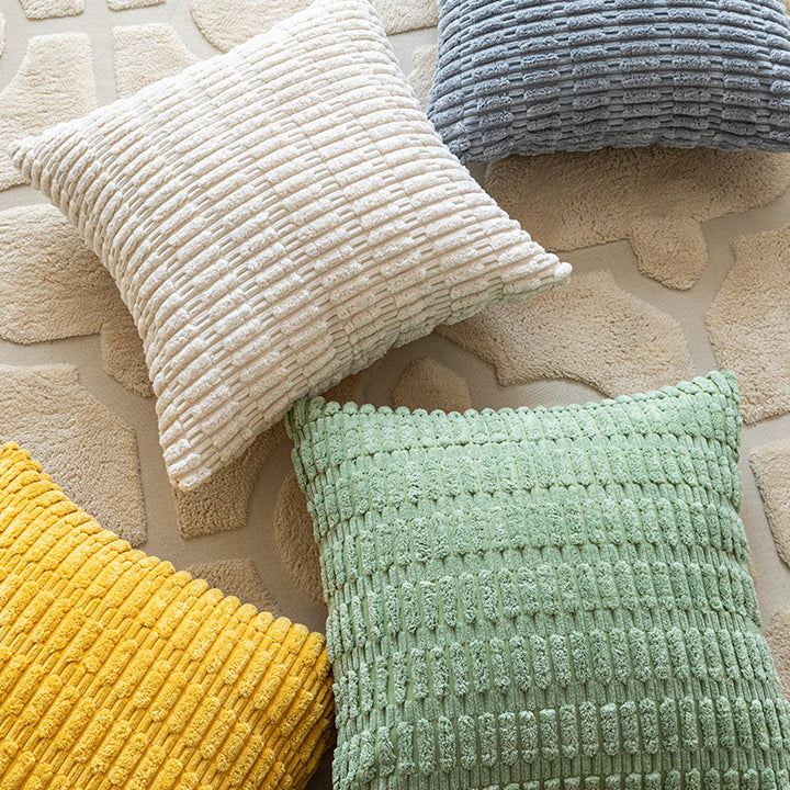 Textured Chenille Square Throw Pillow Cover Pair with Raised Grid Tufting