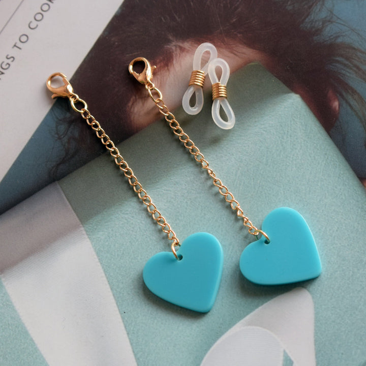 Heart-Shaped Dangle Earrings with Gold Chain Kalsten