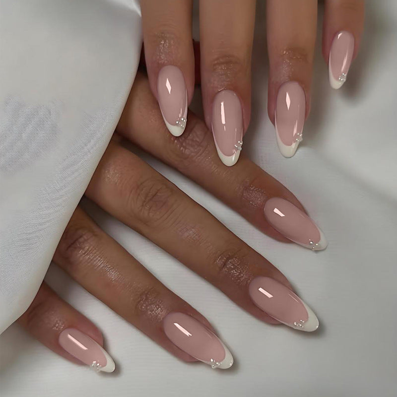 Artificial Nails Set with Elegant French-Tip Design and Glamorous Details Kalsten