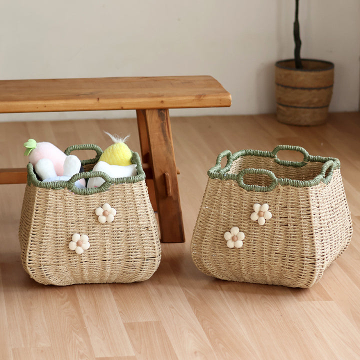 Handcrafted basket with flower appliqué Kalsten