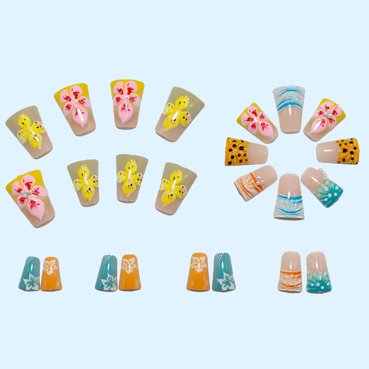 Exclusive artificial nails with floral accents and artistic embellishments Kalsten