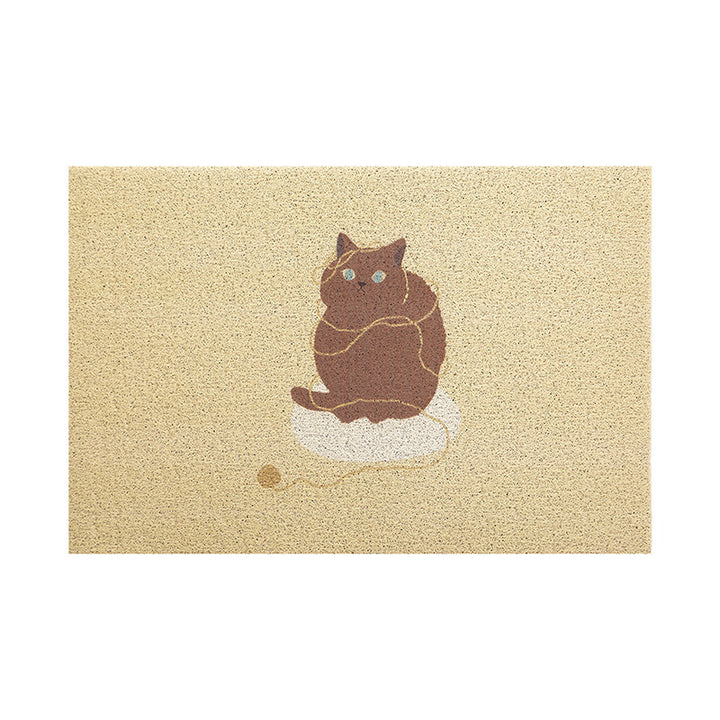 Coconut doormat with vertical striped structure and playful dog motif Kalsten