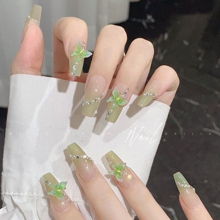 Artful Nail Extensions with Butterfly Design Kalsten