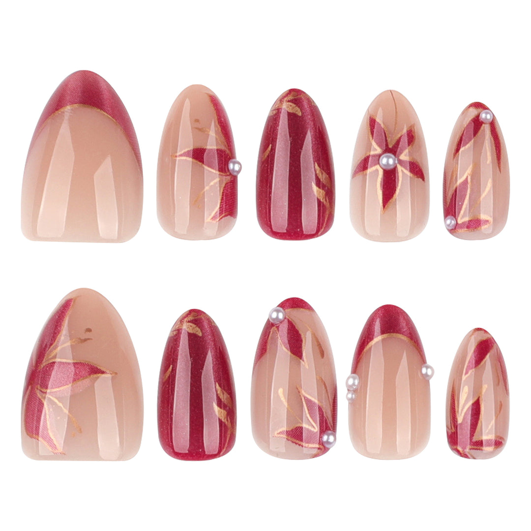 Artistic Nail Extensions with retro-inspired floral design Kalsten