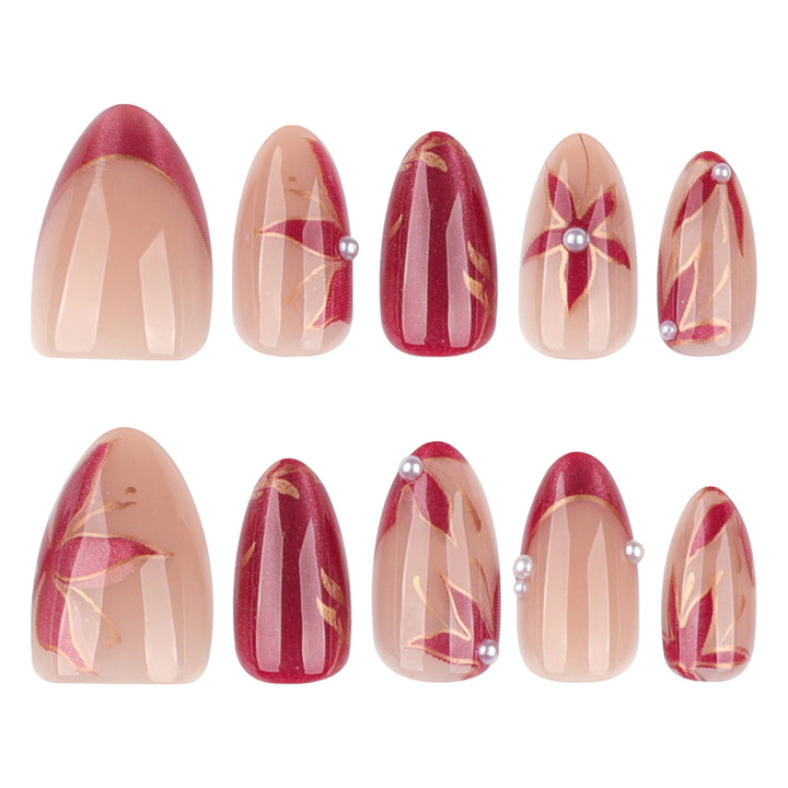 Artistic Nail Extensions with retro-inspired floral design Kalsten