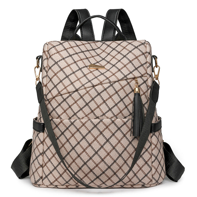 Stylish Checkered Pattern Backpack