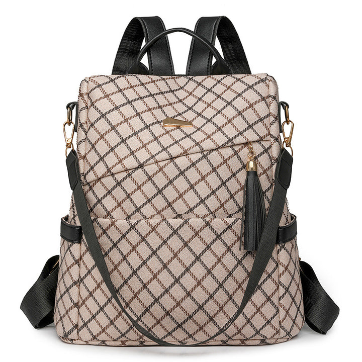 Stylish Checkered Pattern Backpack