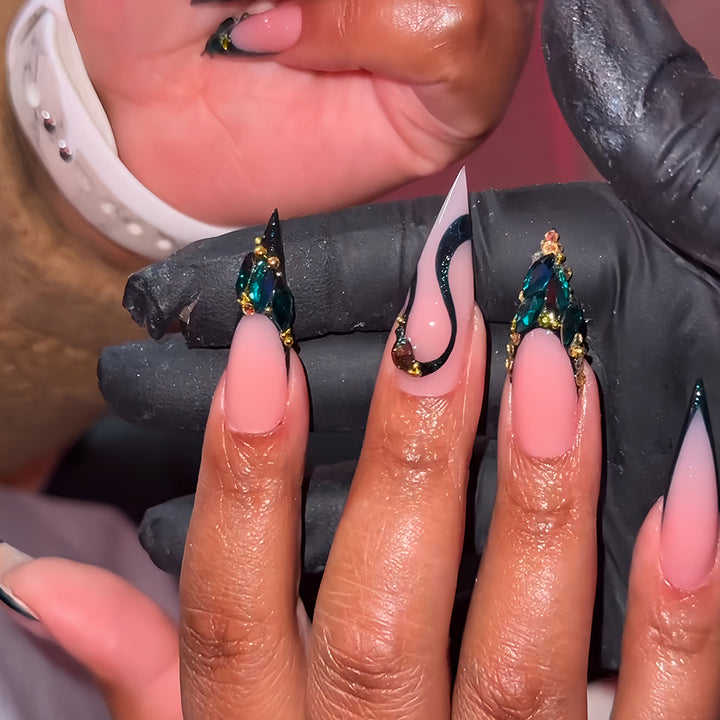 Rhinestone-Embellished Stiletto Nail Art Extensions Kalsten