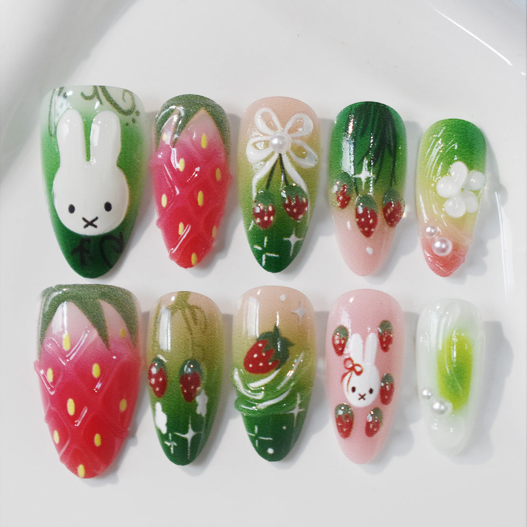 Creative Strawberry-Themed Press-On Nails Kalsten