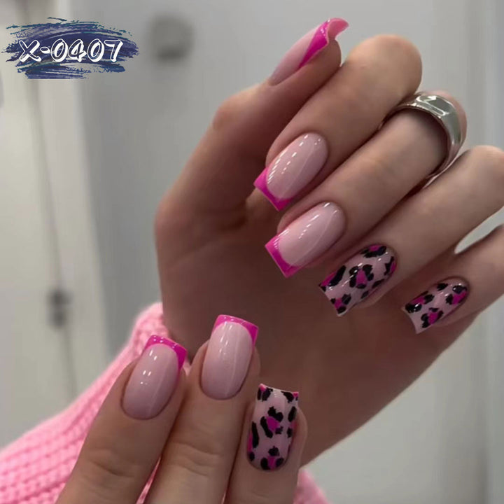 Artistic Leopard and French Tip Nail Art