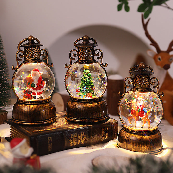 Nostalgic Christmas lantern with movable snowman scene Kalsten