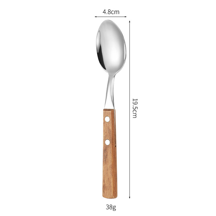 Dessert spoon with ergonomic wooden handle Kalsten
