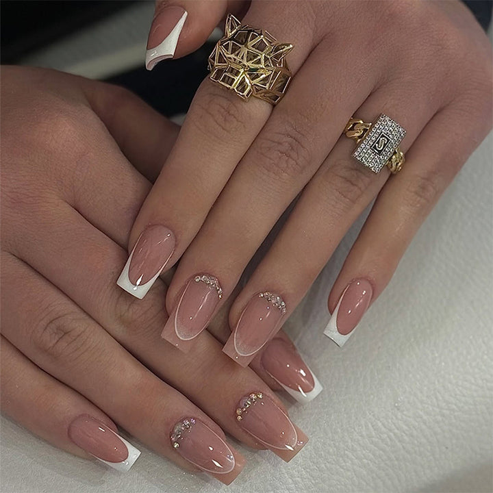 Premium Press-On Nail Set with Ombre and Gem Accents Kalsten