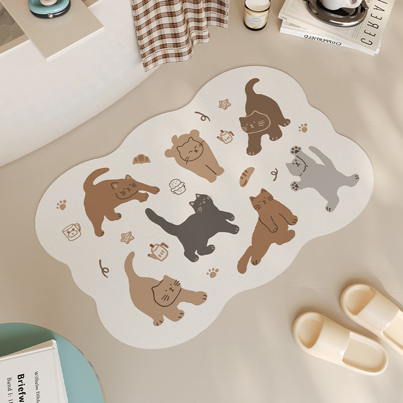 Cat-Themed Bathroom Mat
