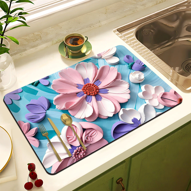 Floral Design Anti-Slip Kitchen Mat