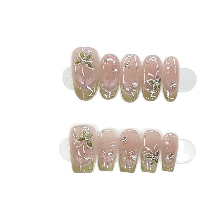 Elegant Floral Press-On Nail Art Kalsten