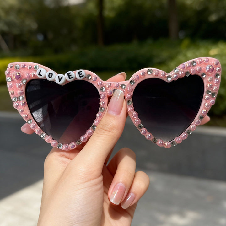 Heart-Frame Rhinestone Sunglasses Kalsten