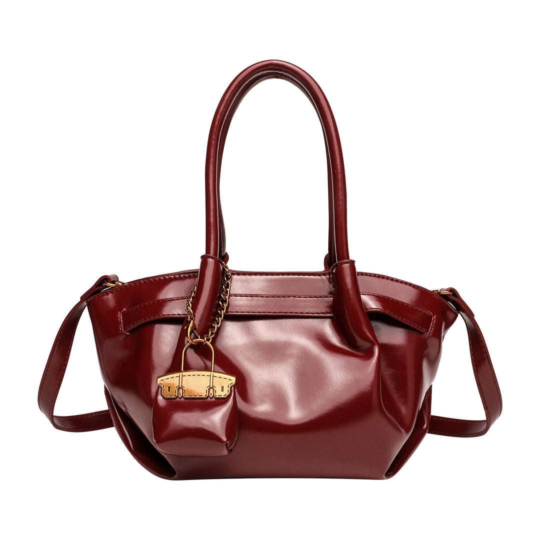 Chic Structured Handheld Satchel with Lock Detail