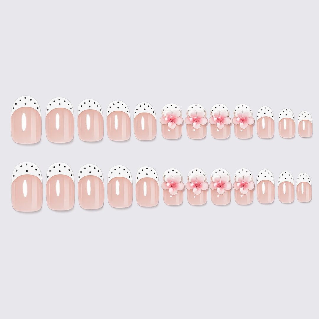 Artificial nail set with floral and dotted design Kalsten