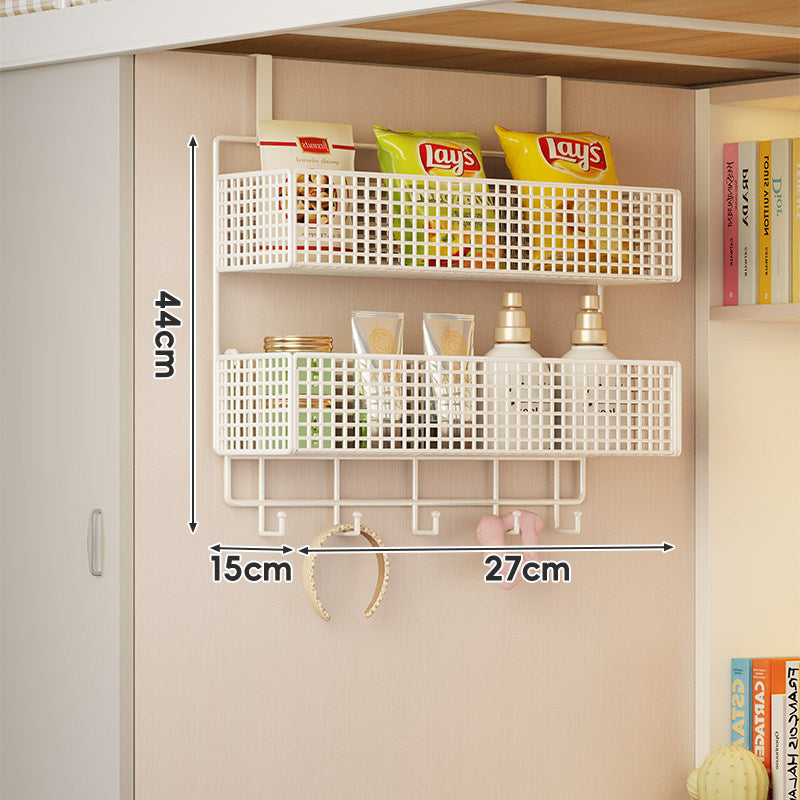 Wall-Mounted Grid Mesh Stacked Tiered Pantry and Bathroom Storage Baskets