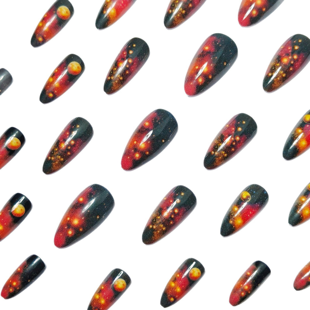 Galactic art nails with 3D planet motif Kalsten