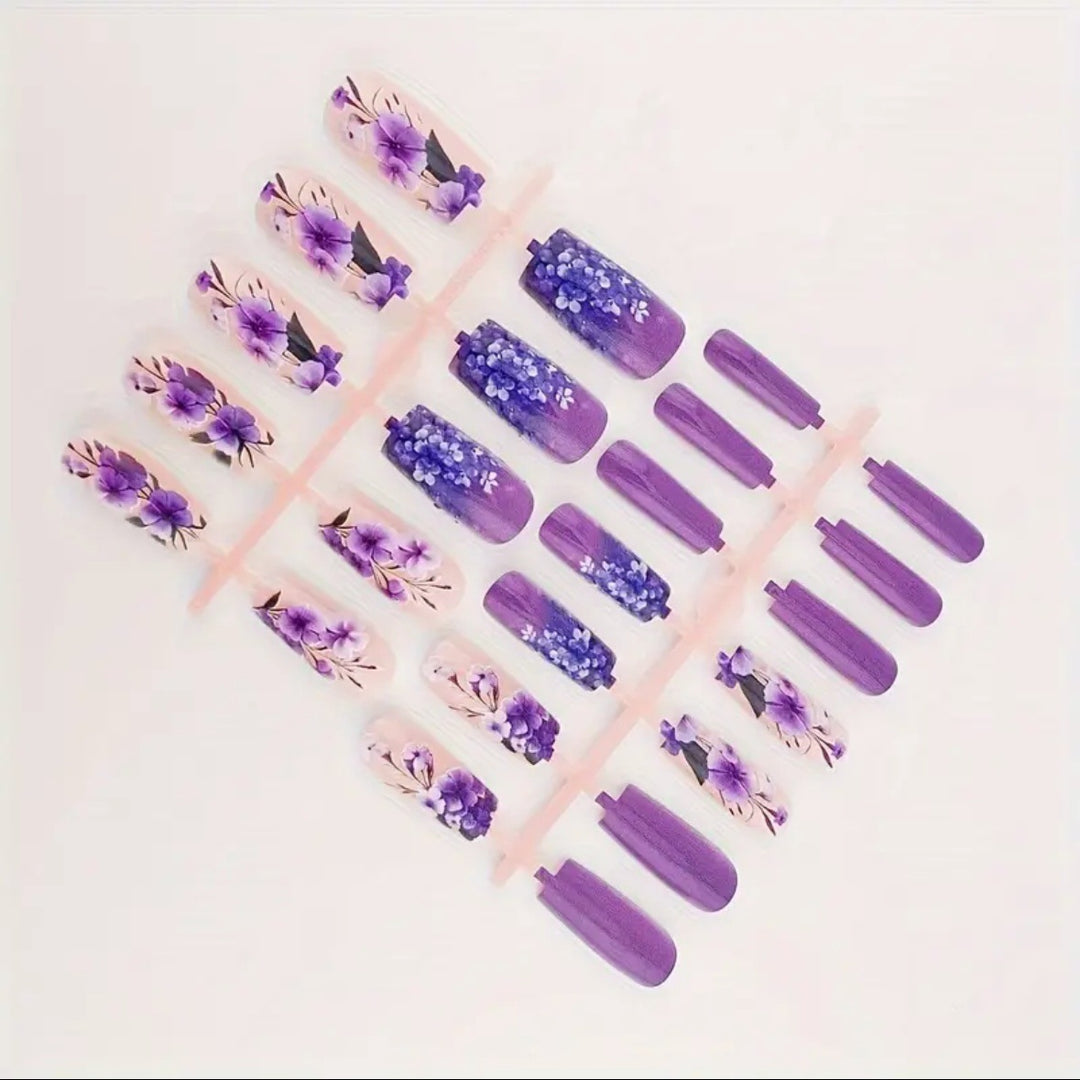 Artificial Nail Set with Floral 3D Designs Kalsten