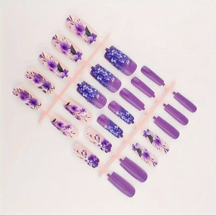 Artificial Nail Set with Floral 3D Designs Kalsten