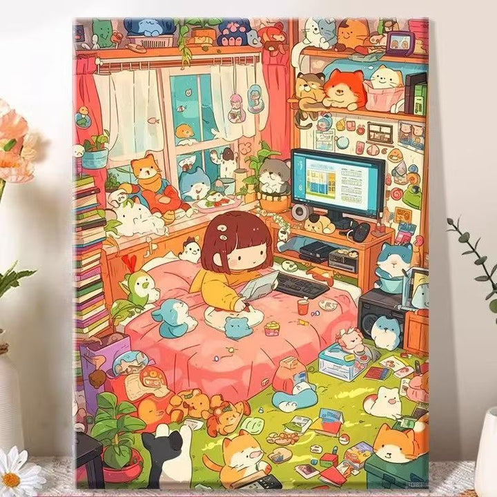 Playful Illustrated Bedroom Decor Canvas Art Kalsten