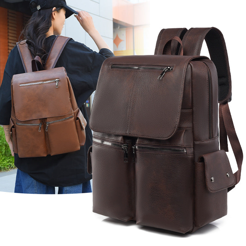 Stylish Multi-Pocket Leather Backpack Kalsten