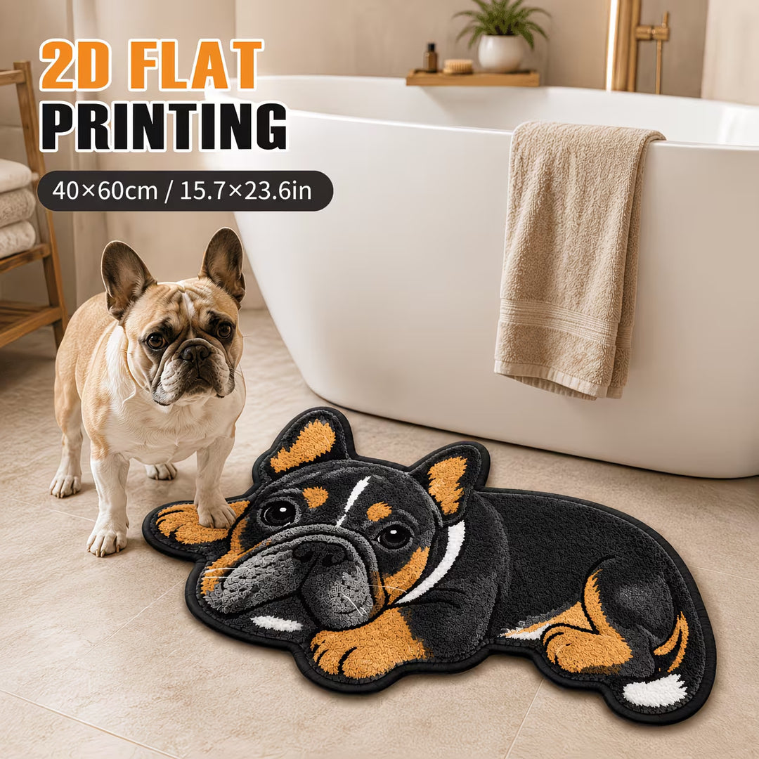 Rottweiler-Shaped Plush Area Mat