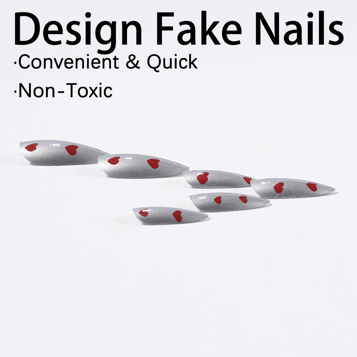 Nail art set with heart-shaped design Kalsten