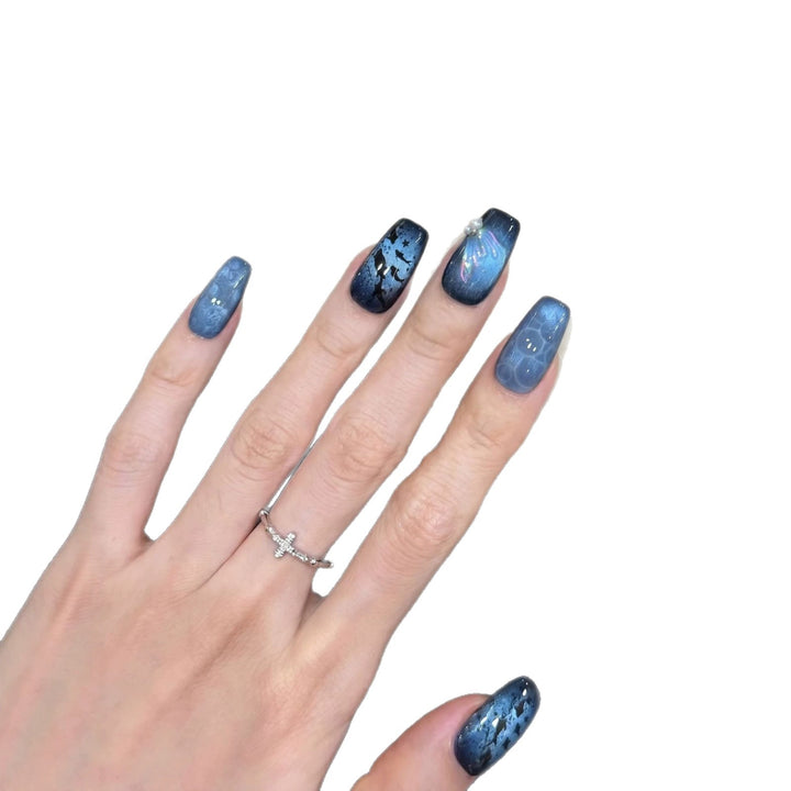 Artistic Press-On Nail Set with Starry Night Design Kalsten