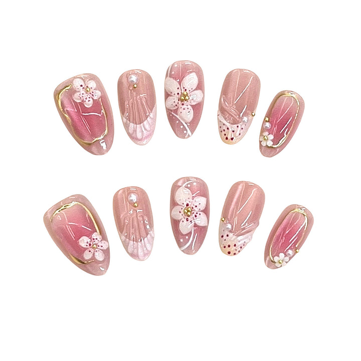 Detailed Floral Design Press-On Nail Set Kalsten