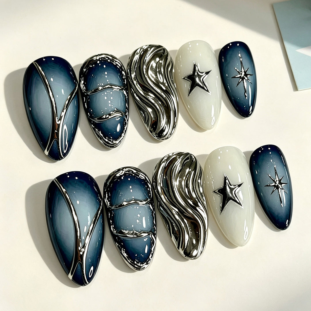 Artistic Gel Press-On Nail Design