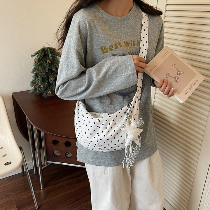 Polka Dot Print Slouchy Shoulder Bag