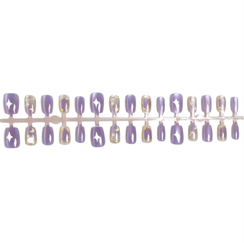 Artistic Press-On Nail Set with Floral and Geometric Designs Kalsten