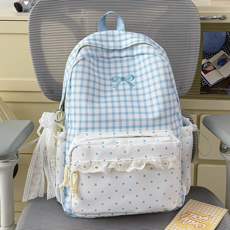 Playful Gingham Print School Backpack Kalsten