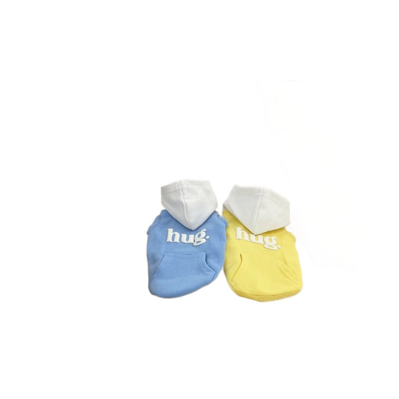 Small Dog Hooded Pullover Sweater with Kangaroo Pocket Appliqué Lettering