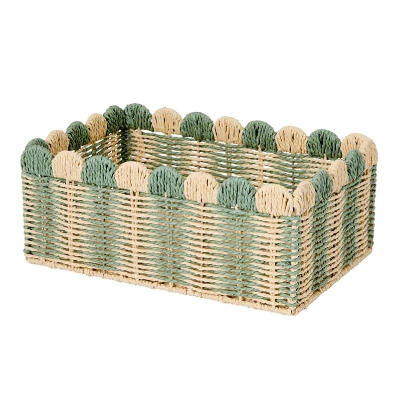 Decorative Woven Storage Basket with Scalloped Edges Kalsten