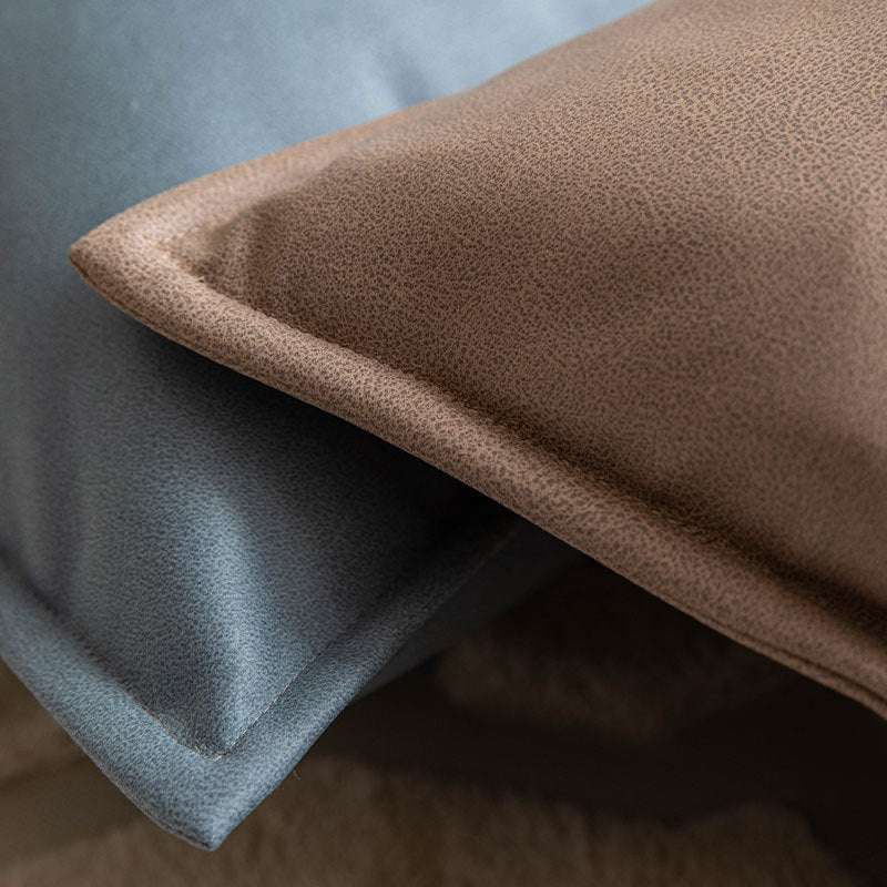 Square Piped-Edge Velvet-Look Decorative Throw Pillow with Removable Zip Cover and Plush Insert
