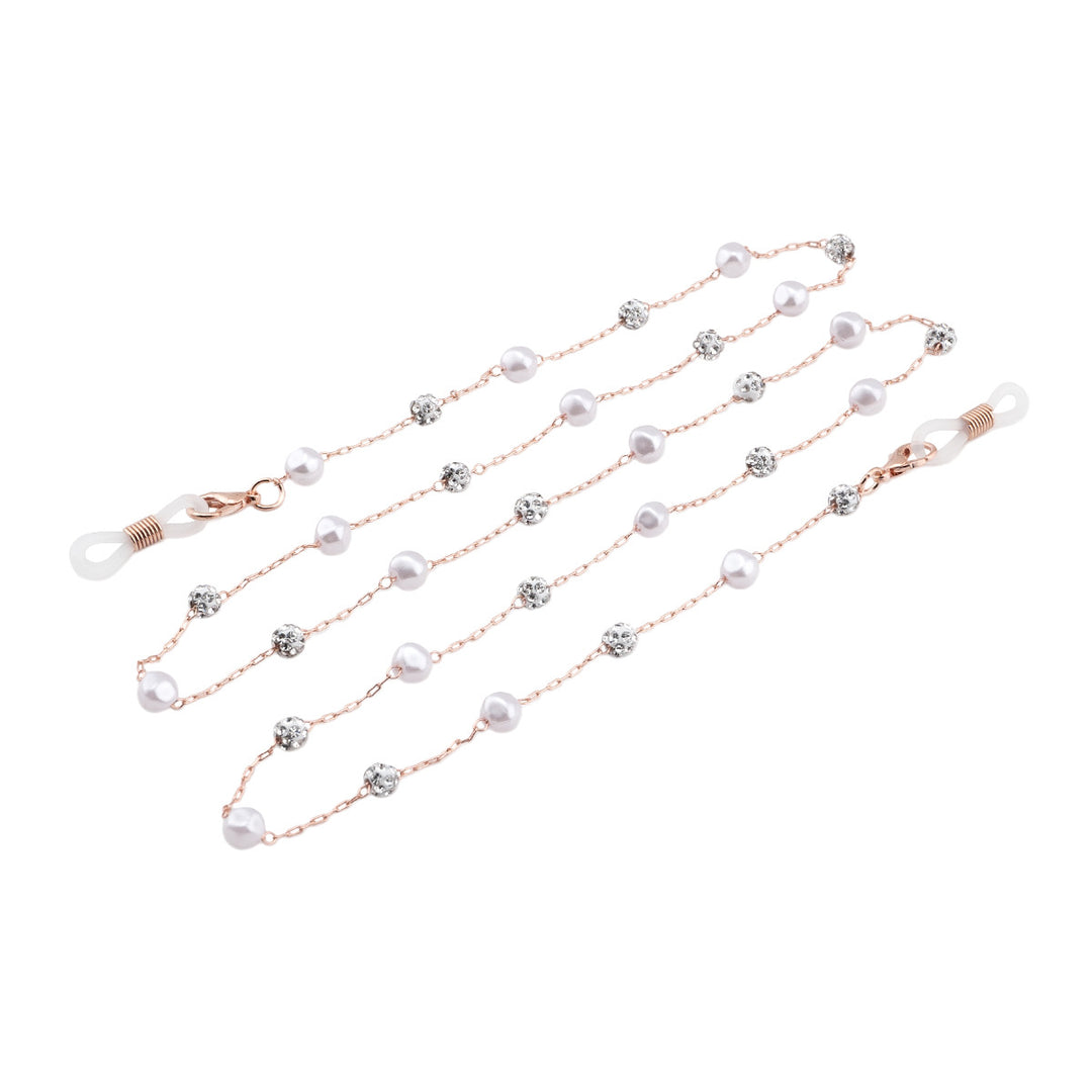 Elegant Crystal and Pearl Eyewear Chain Kalsten