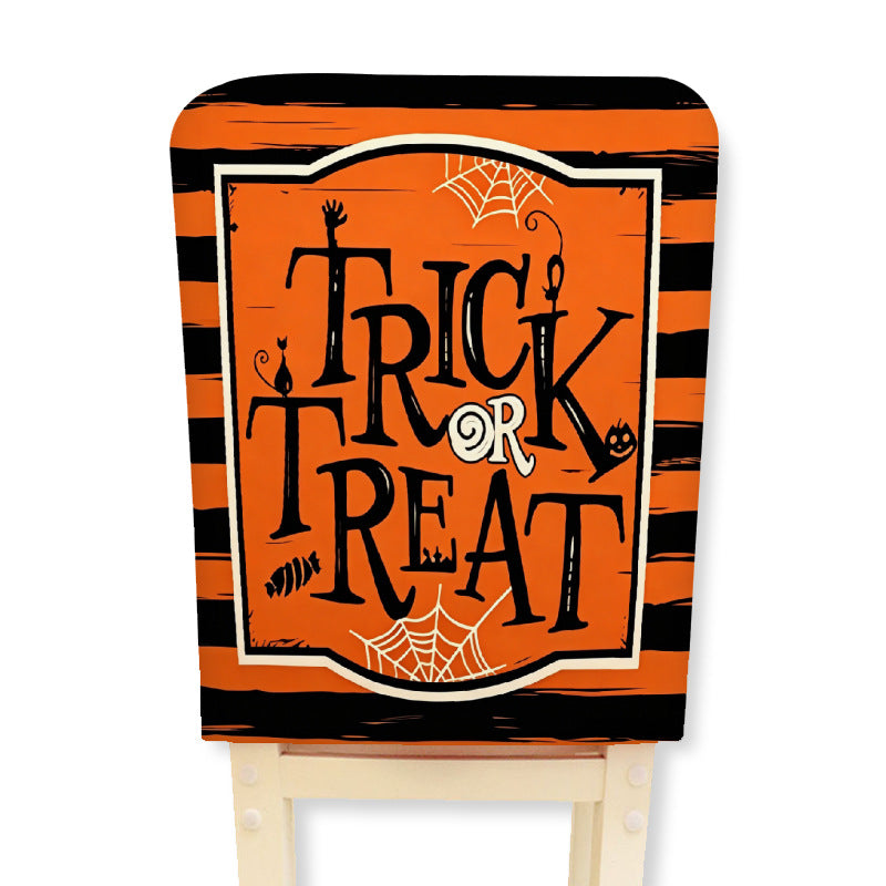 Stretch chair cover for dining chairs with Halloween witch print
