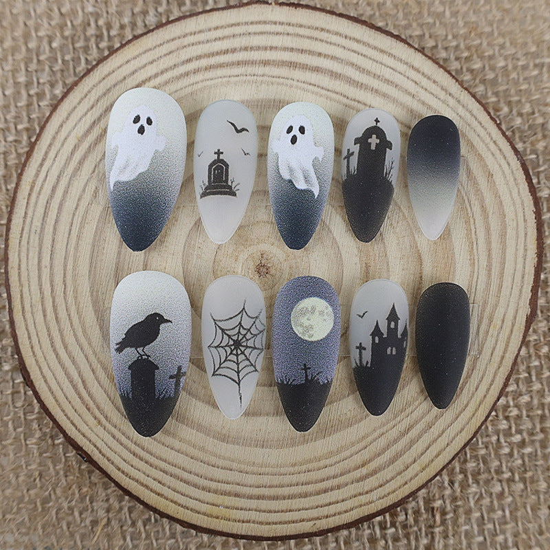 Halloween artificial nail set with spooky ghost and spider designs Kalsten
