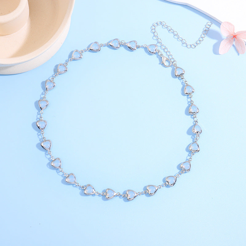 Heart-Shaped Gemstone Choker Necklace Kalsten