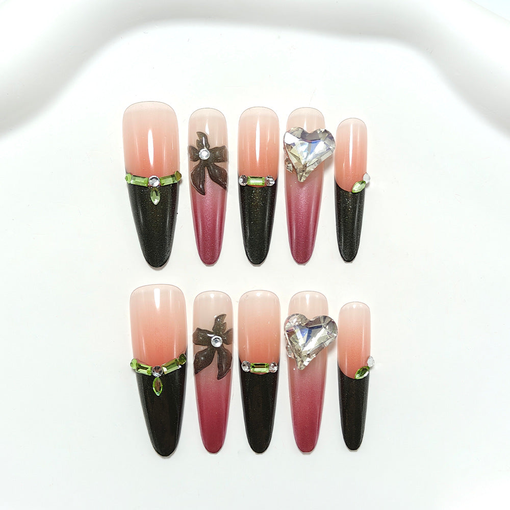 Artificial nails with elegant tip design and glitter accents Kalsten