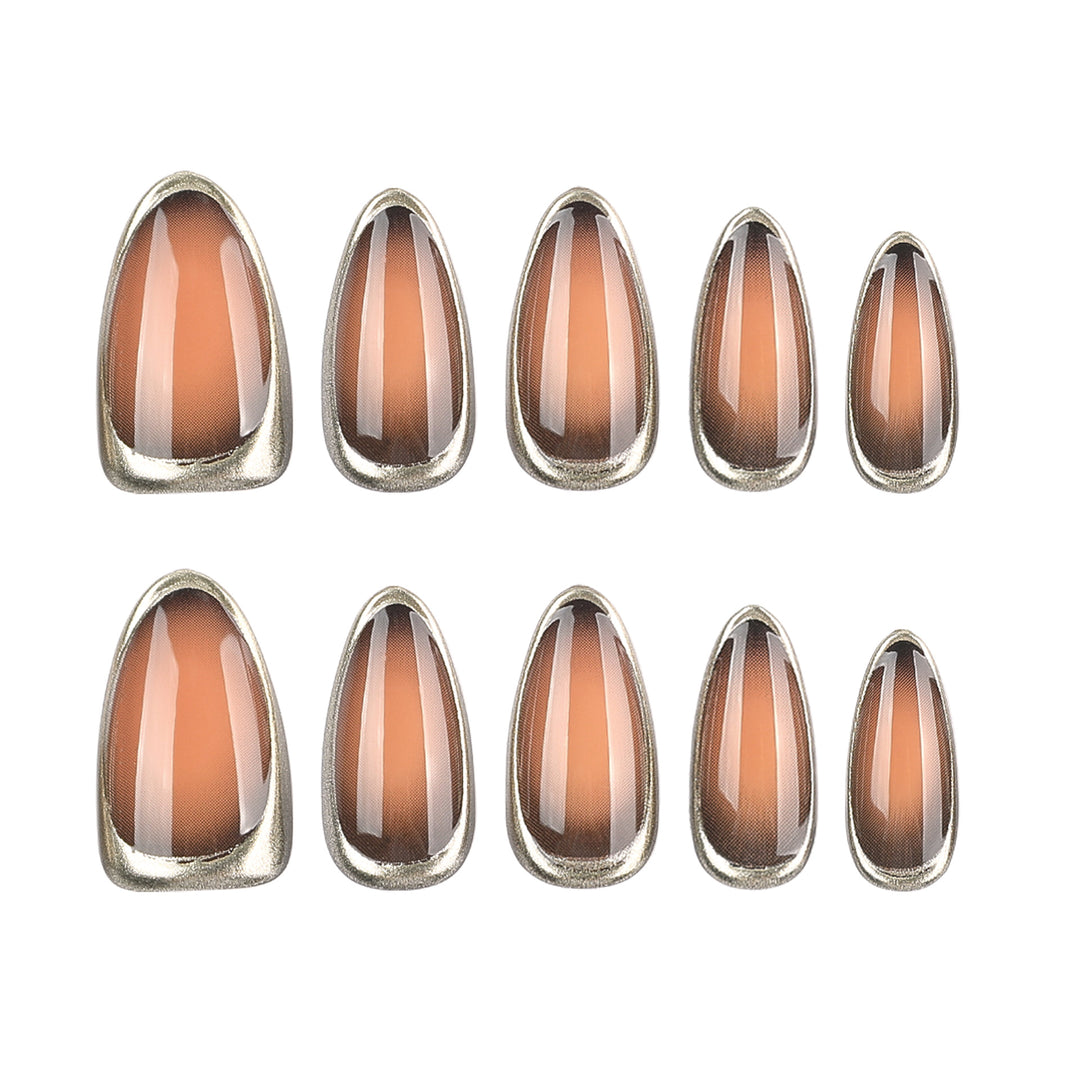 Glamorous Stiletto Nails with Elegant Gold Edge Kalsten