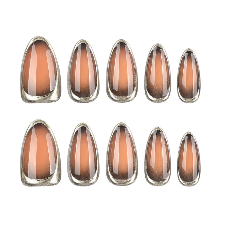Glamorous Stiletto Nails with Elegant Gold Edge Kalsten