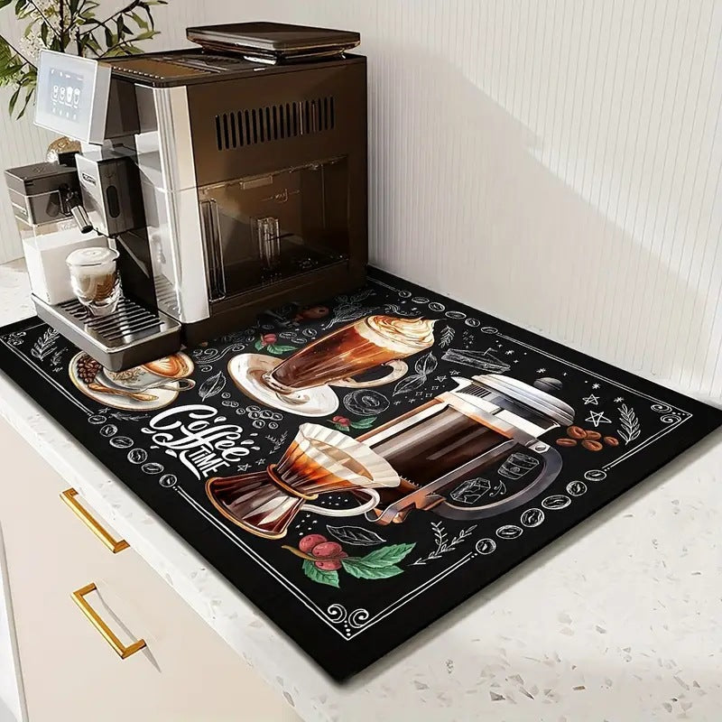 Coffee-Themed Kitchen Mat
