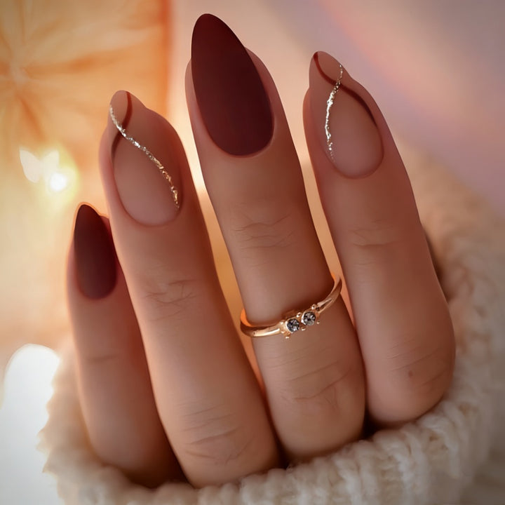 Elegant Press-On Nail Set with Stylish Textured Finish Kalsten