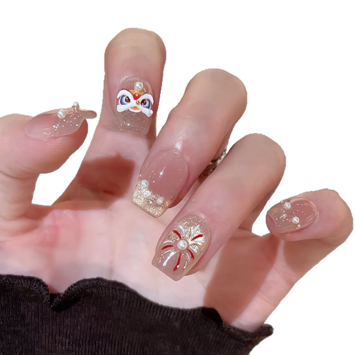 Artificial nails with elegant pearl and flower accents Kalsten